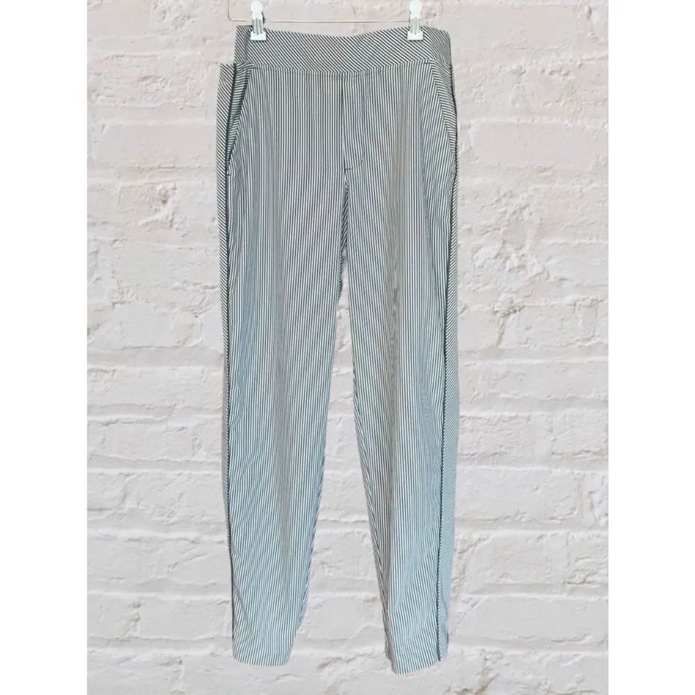 Athleta Brooklyn Women's Grey White Striped Pull On Pants Size 4